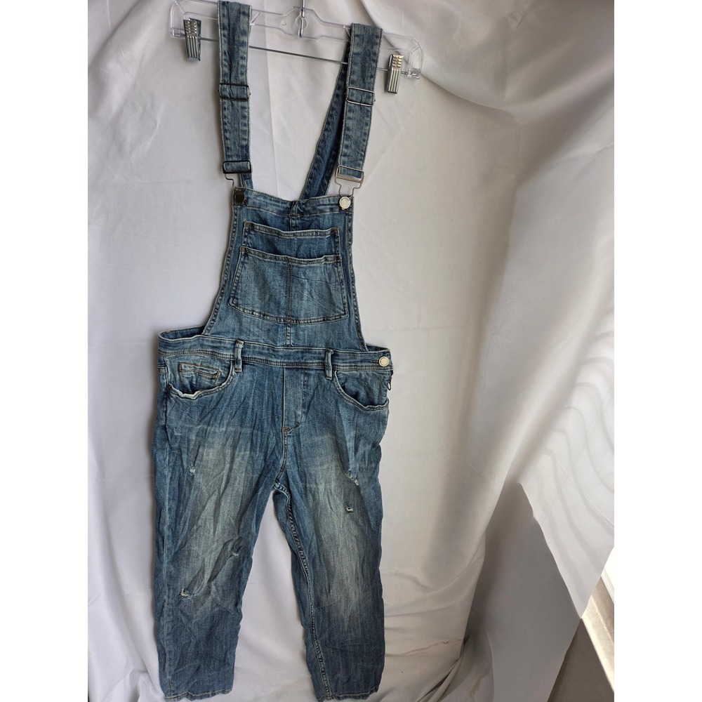 BlankNYC Denim Overalls Womens Blue Medium Wash Relaxed Mid Rise Tapered